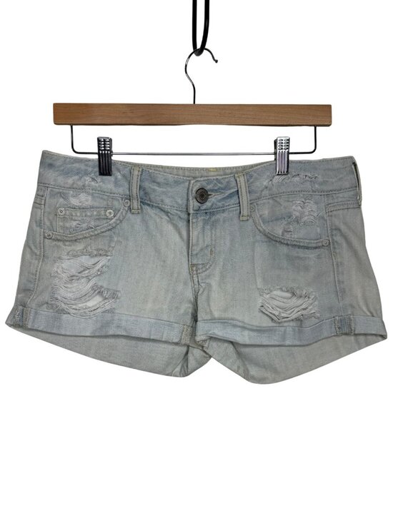 American Eagle Outfitters Pants - merican Eagle Light Wash Distressed Denim Cuffed Shorts Size 4